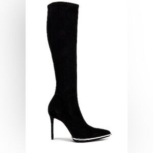 Alexander Wang Cara Knee High Black Stretch Suede Boot in Black, size 37